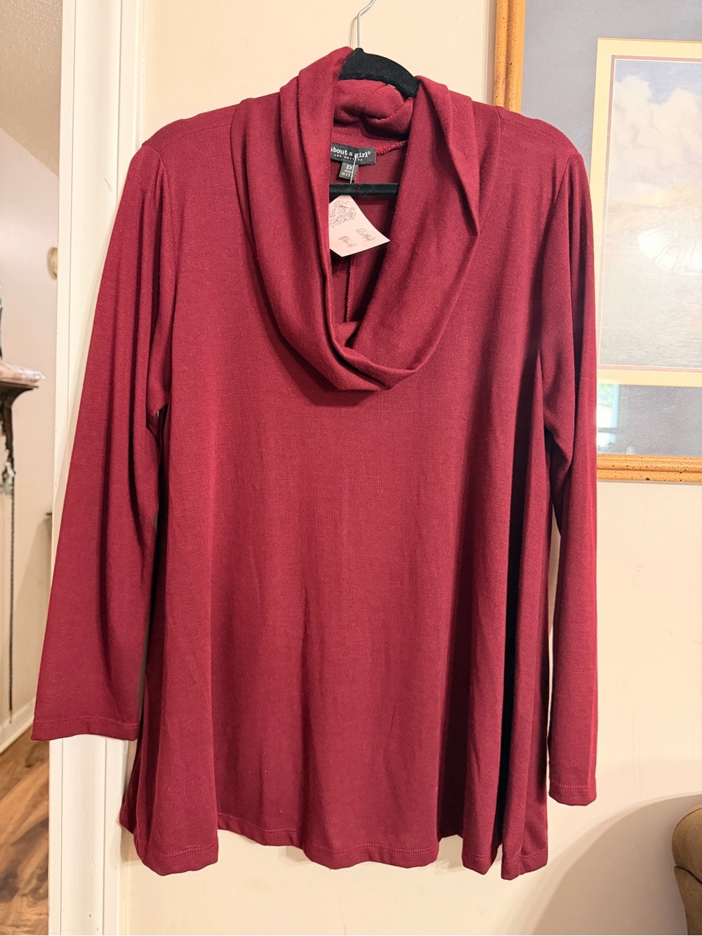 About A Girl Boutique Burgundy Cowl Neck Women's Sweater